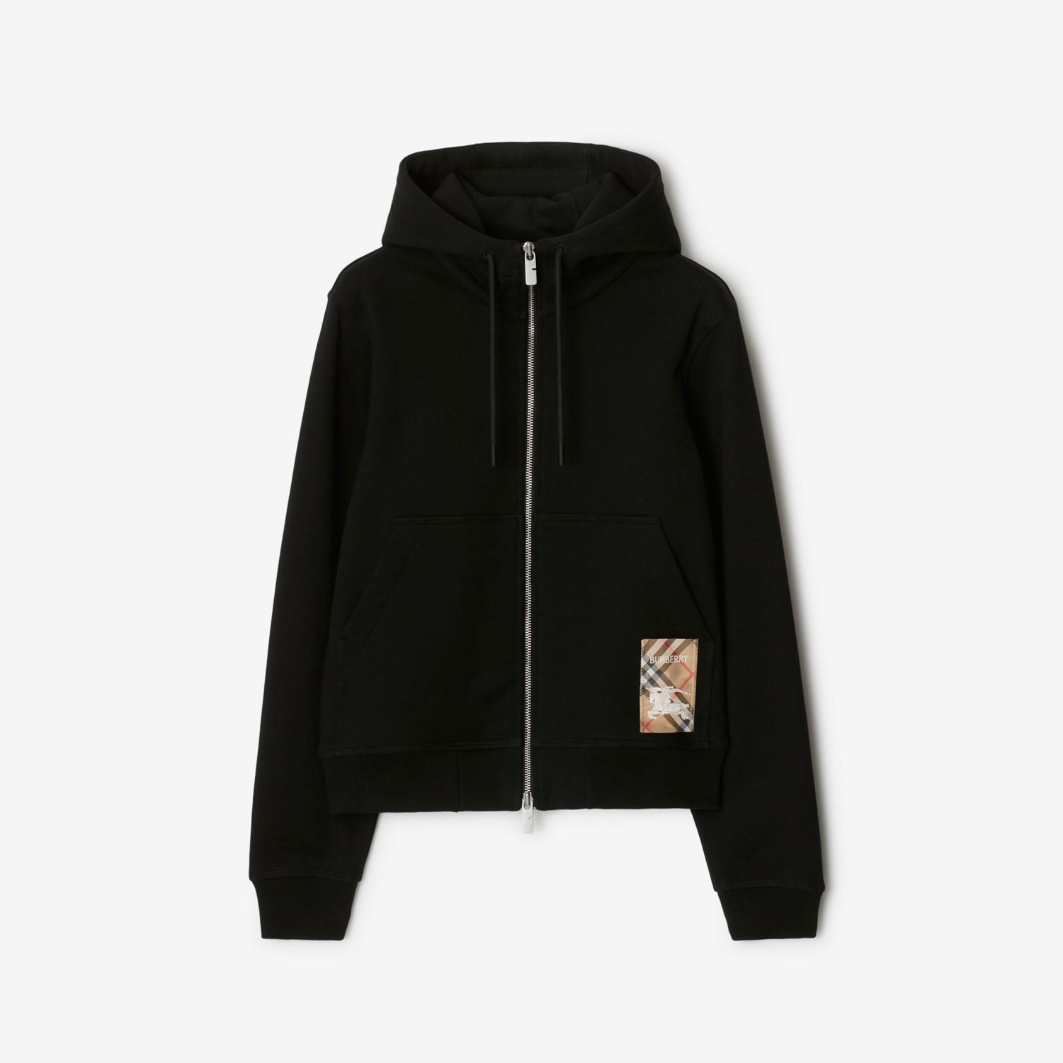 Check Label Cotton Zip Hoodie by BURBERRY