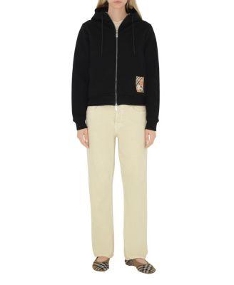 Check Label Cotton Zip Hoodie by BURBERRY