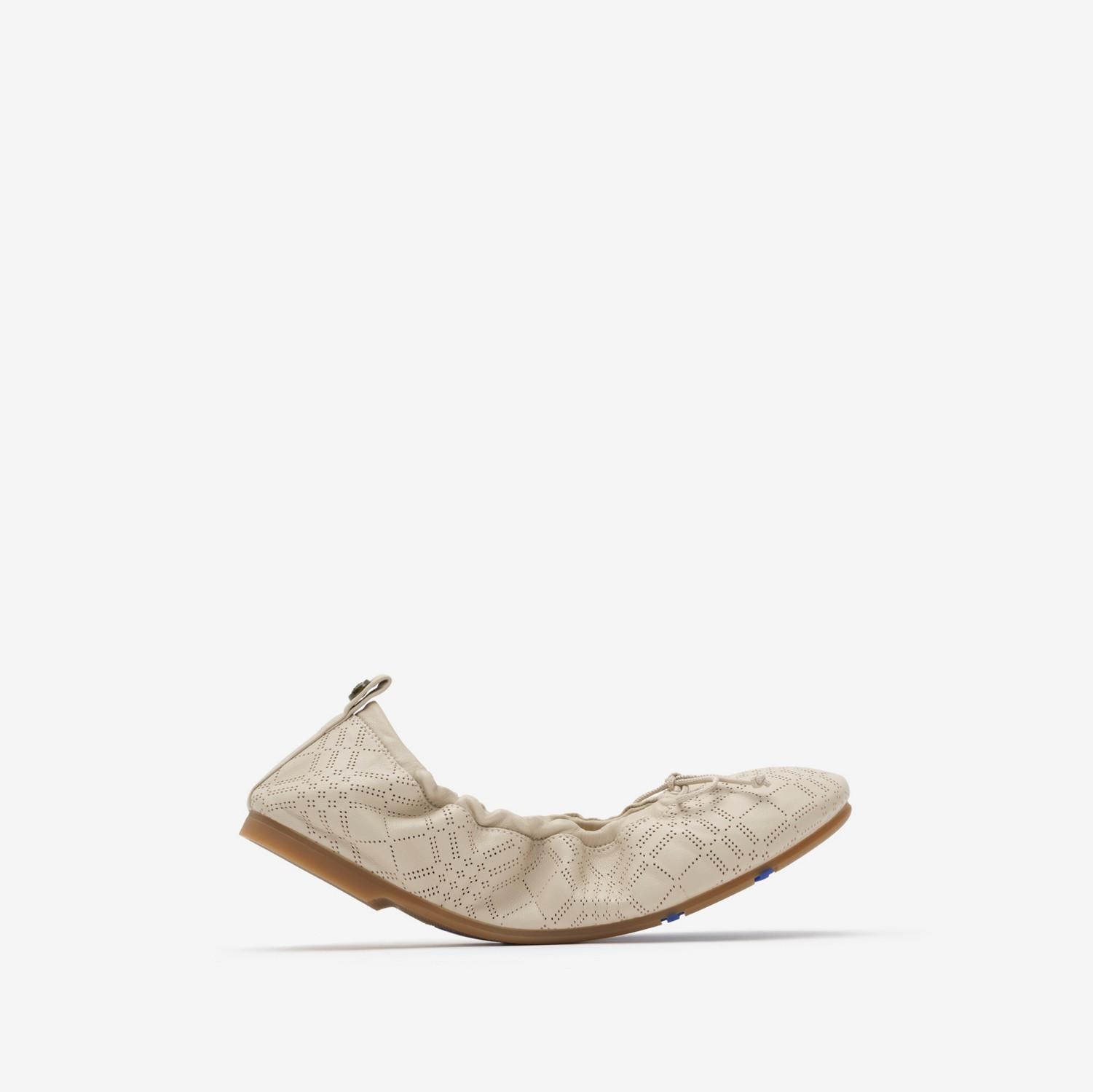 Check Leather Fawn Ballerinas​ by BURBERRY