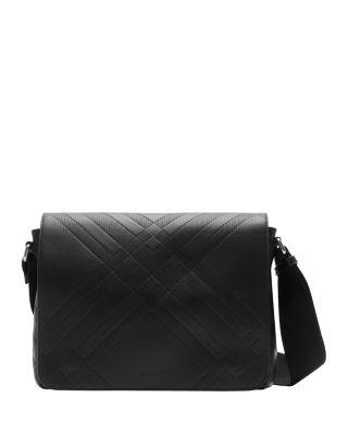 Check Leather Messenger Bag by BURBERRY