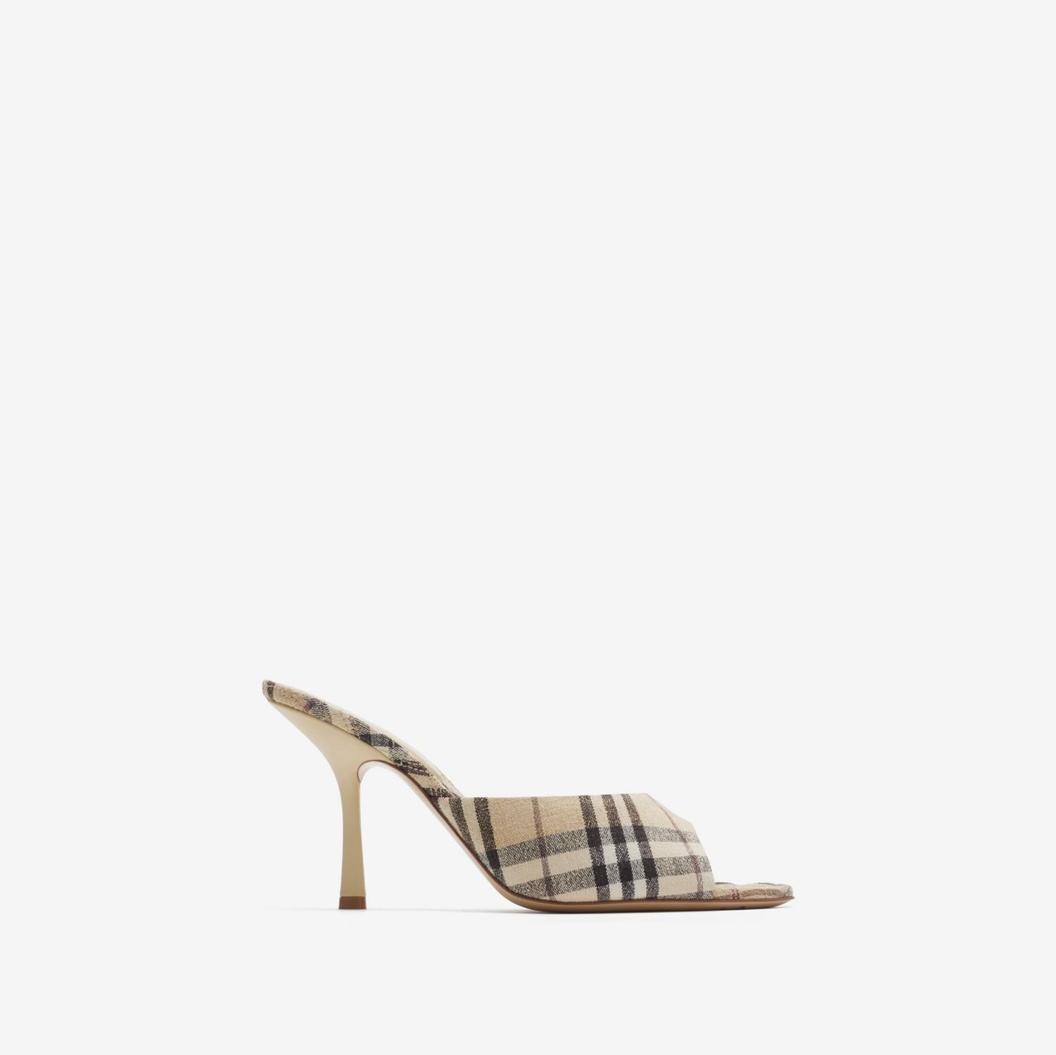 Check Linen Blend Mews High Mules​ by BURBERRY