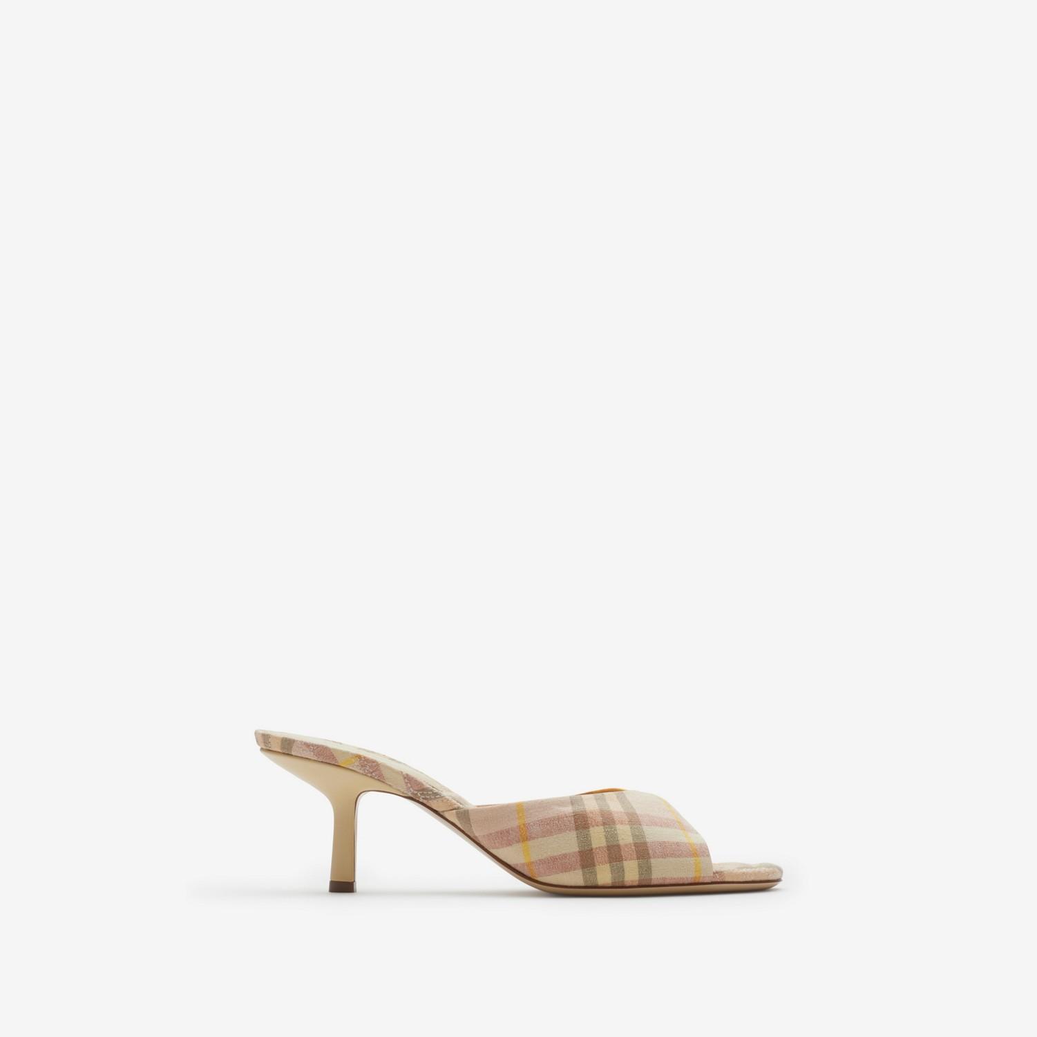 Check Linen Blend Mews Low Mules​ by BURBERRY