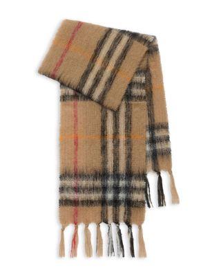 Check Mohair & Wool Blend Scarf by BURBERRY