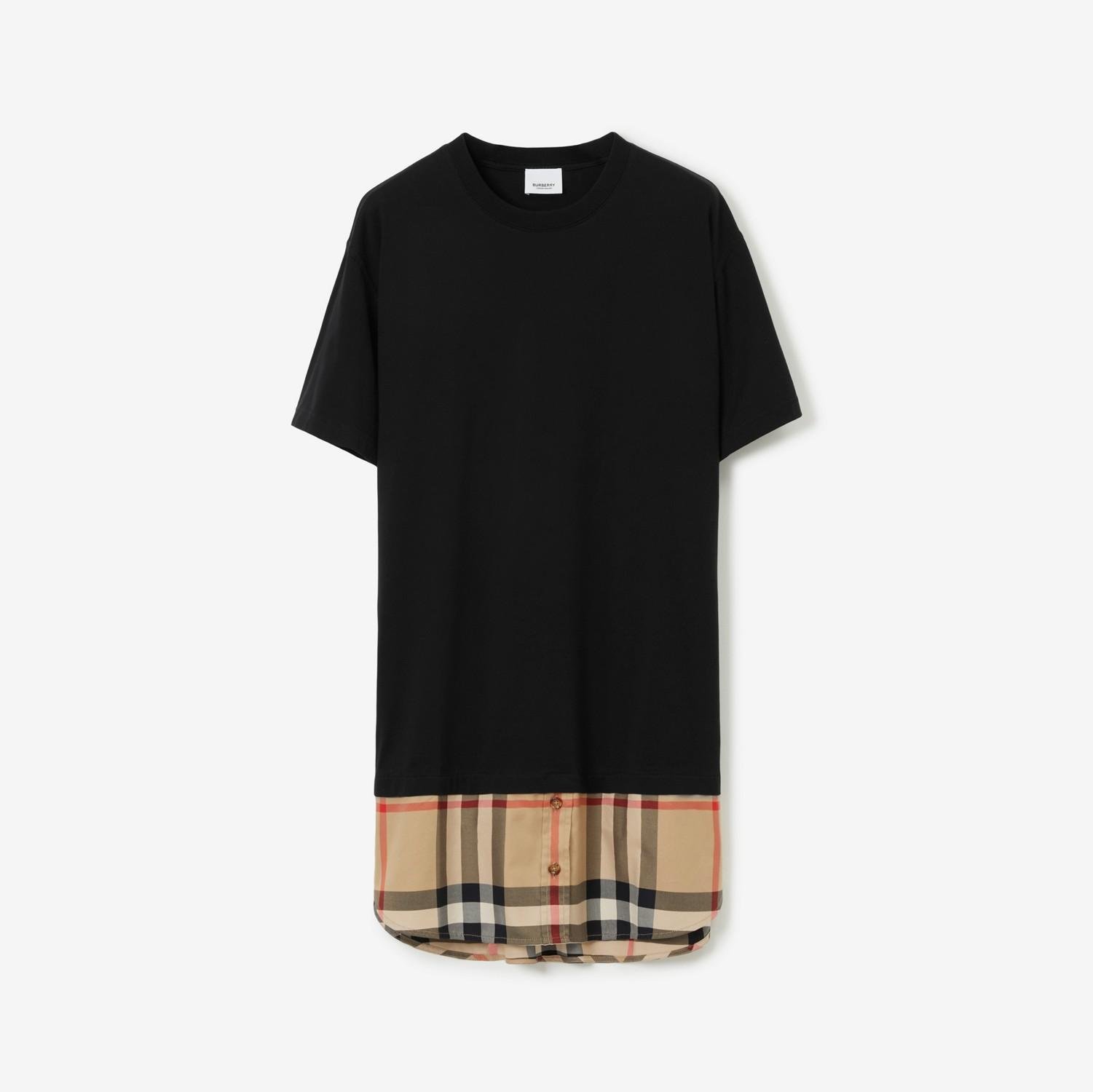Check Panel Cotton T-shirt Dress by BURBERRY