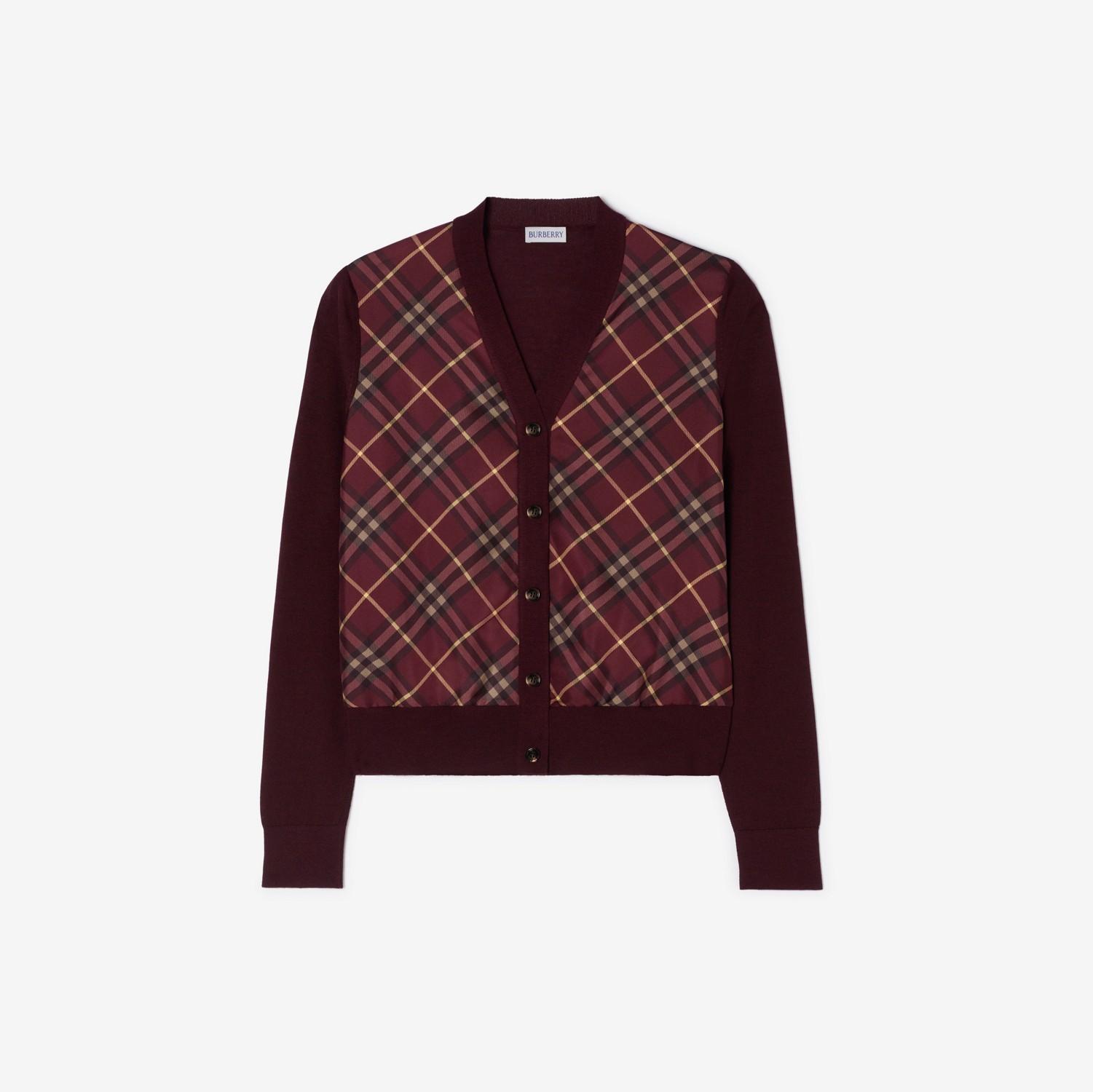 Check Panel Wool Silk Cardigan by BURBERRY