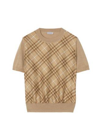 Check Panel Wool Silk T-shirt by BURBERRY