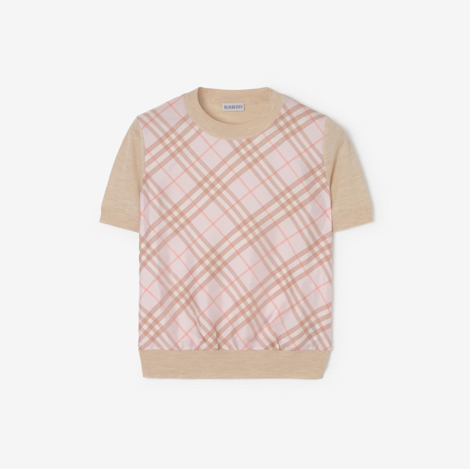 Check Panel Wool Silk T-shirt by BURBERRY