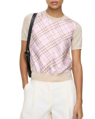 Check Panel Wool Silk T-shirt by BURBERRY