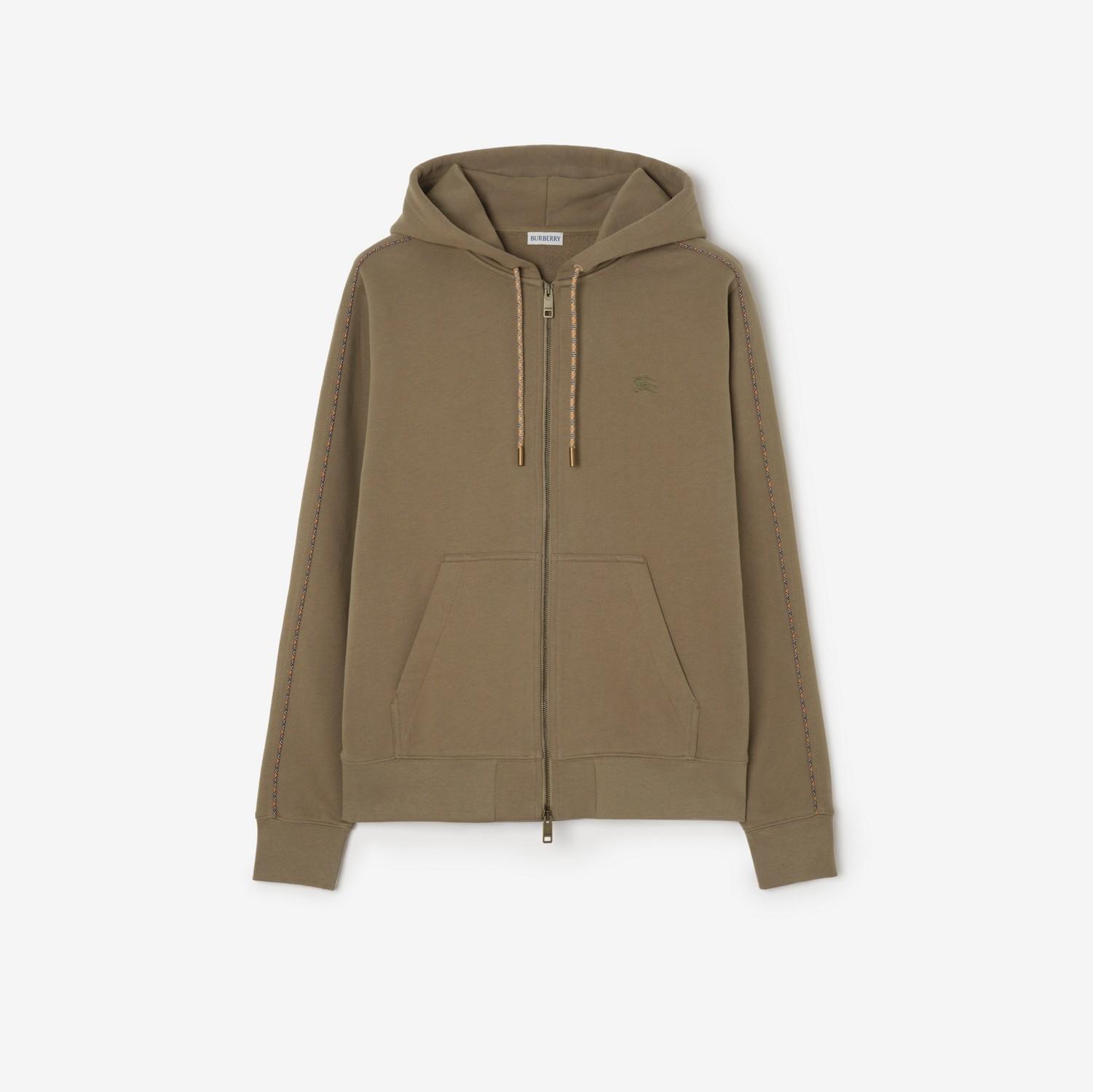 Check Piping Cotton Zip Hoodie by BURBERRY