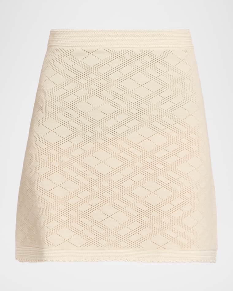 Check Pointelle Knit Mini Skirt by BURBERRY
