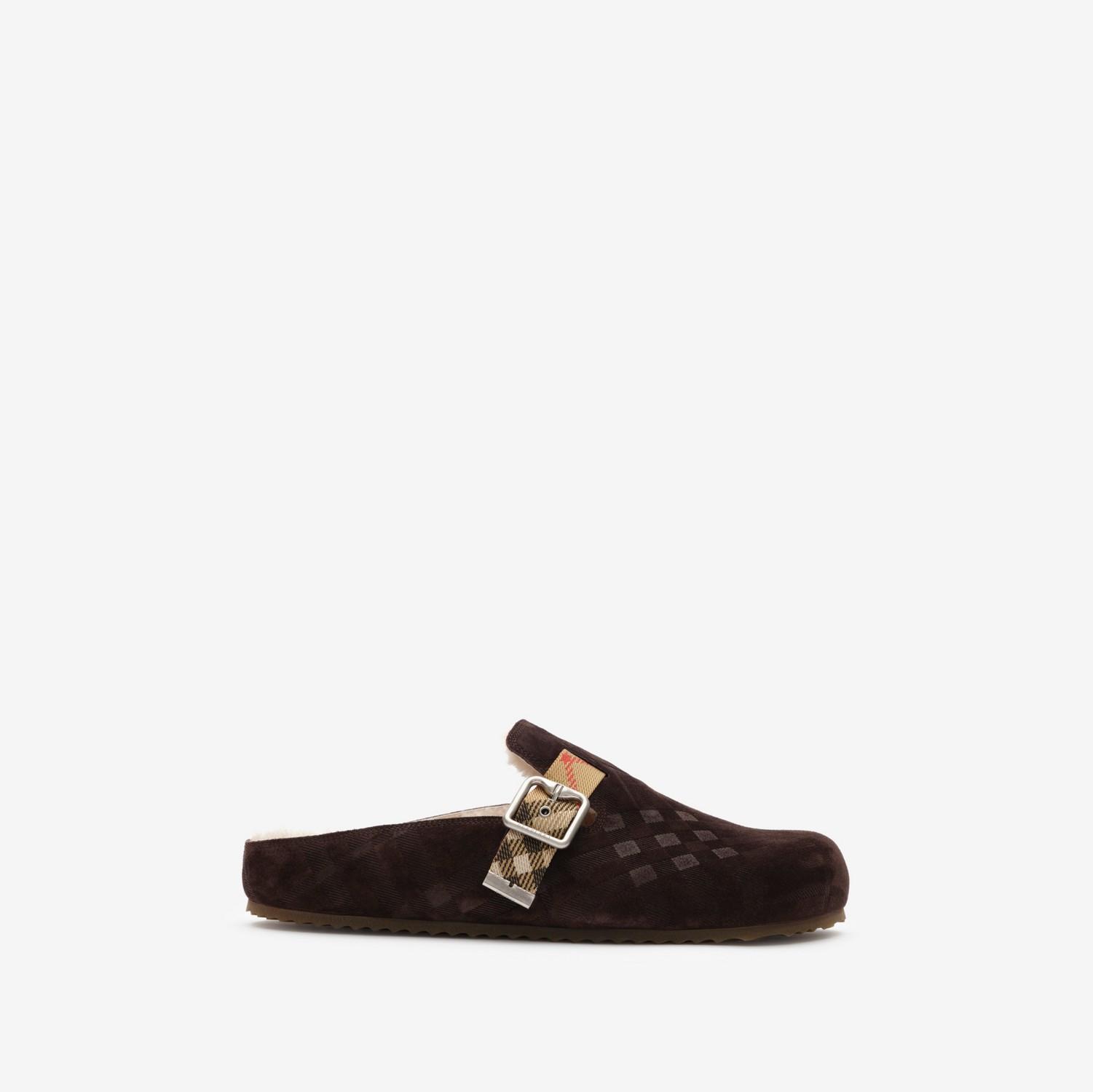 Check Shearling Urchin Clogs by BURBERRY
