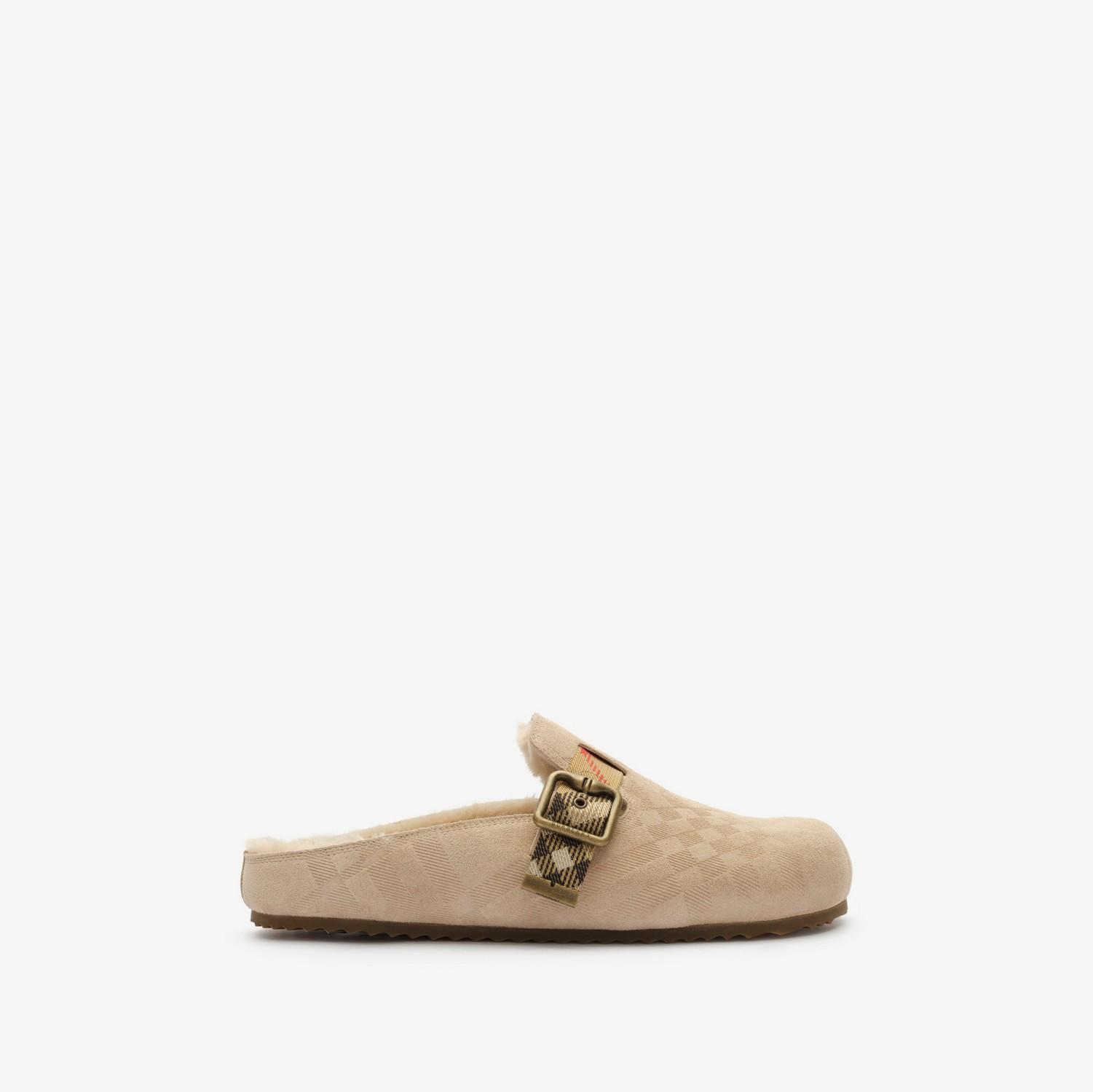 Check Shearling Urchin Clogs by BURBERRY