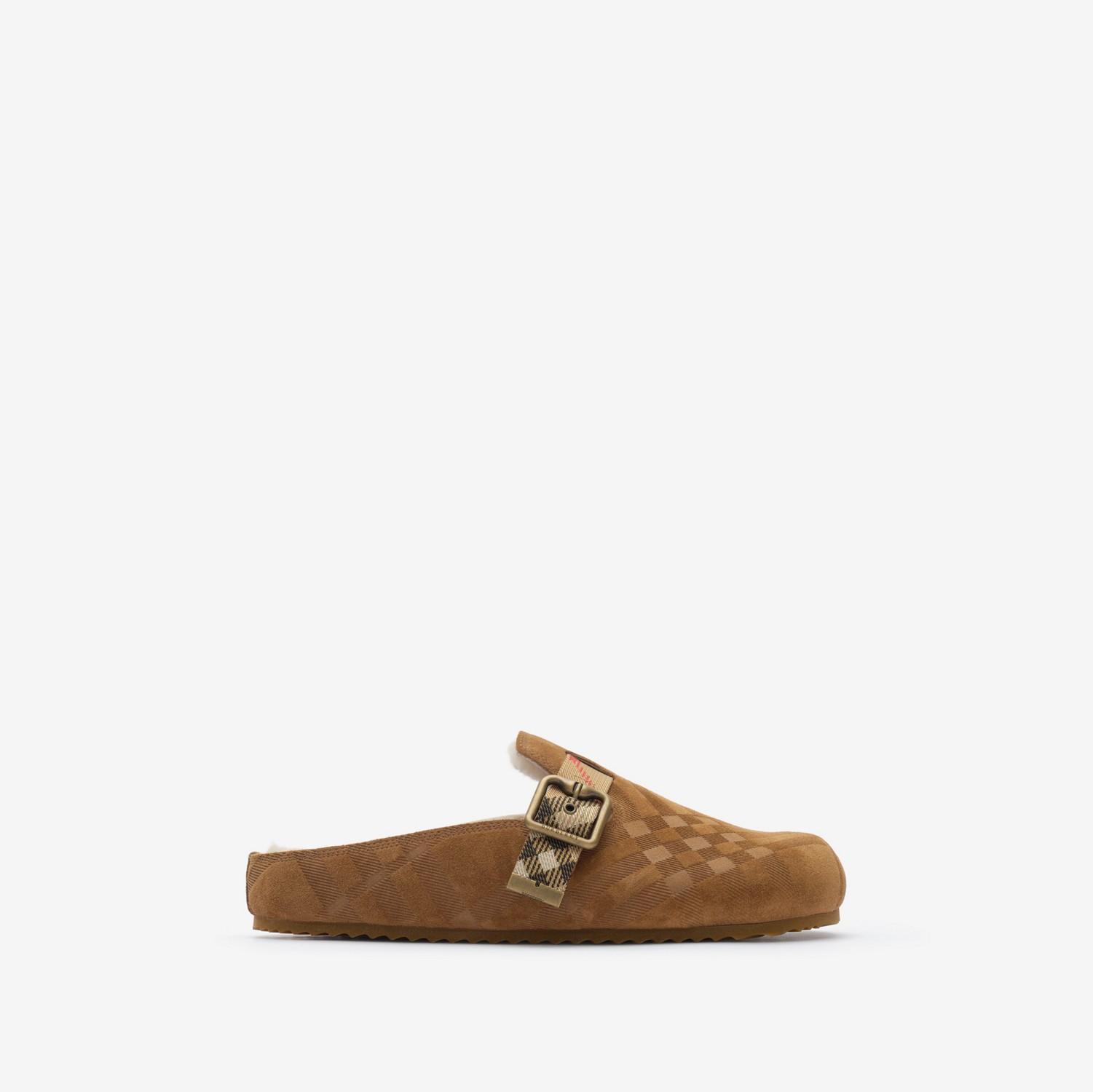 Check Shearling Urchin Clogs by BURBERRY