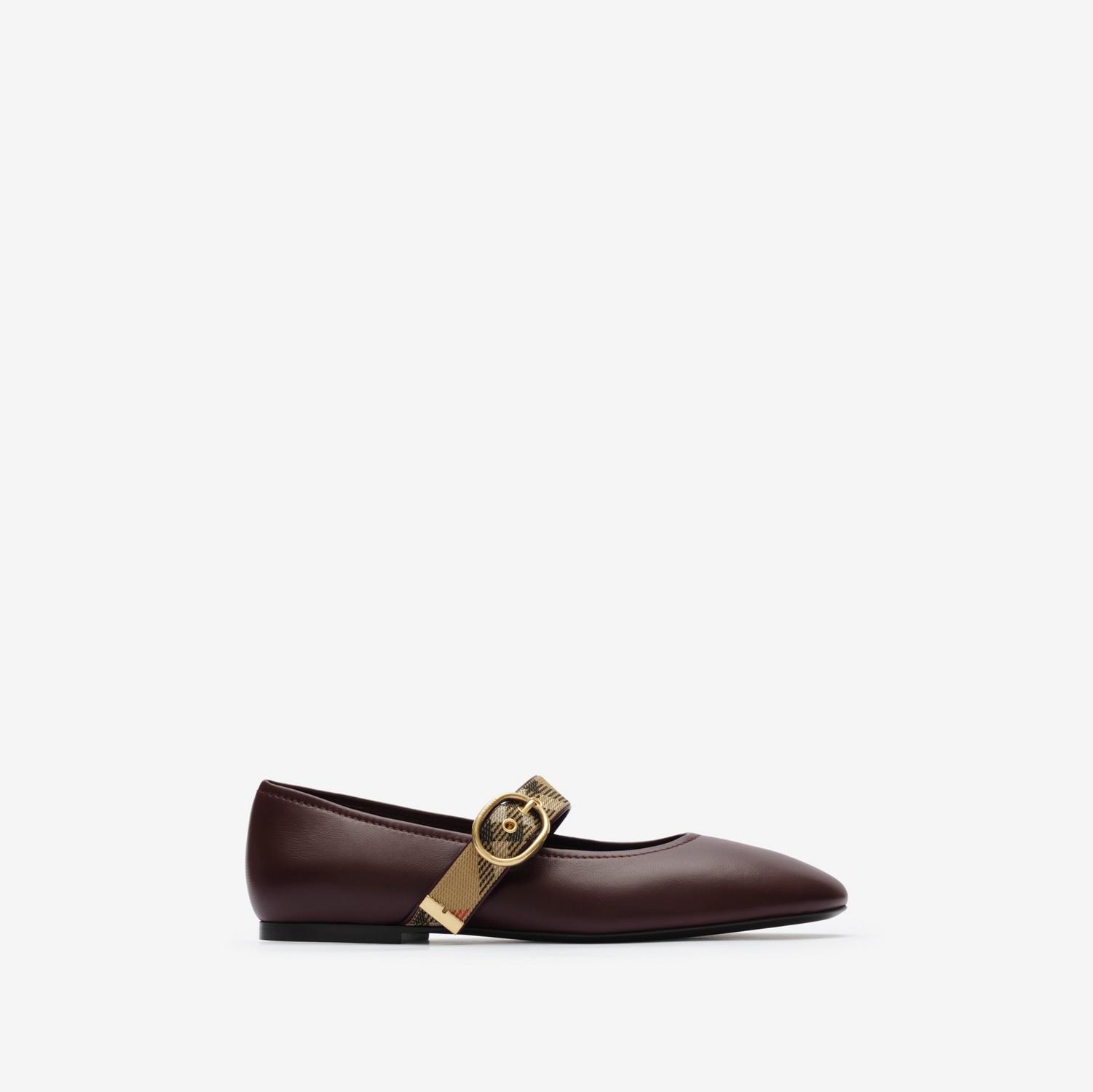 Check Strap Leather Robin Ballerinas by BURBERRY