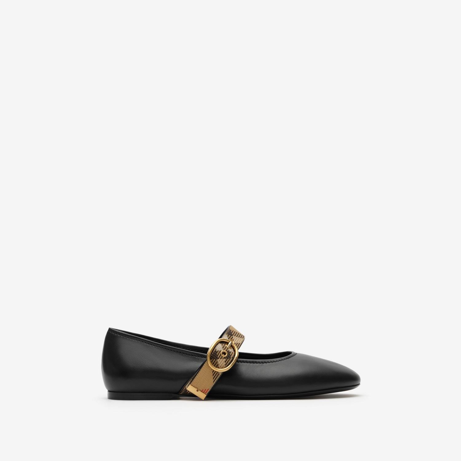 Check Strap Leather Robin Ballerinas by BURBERRY