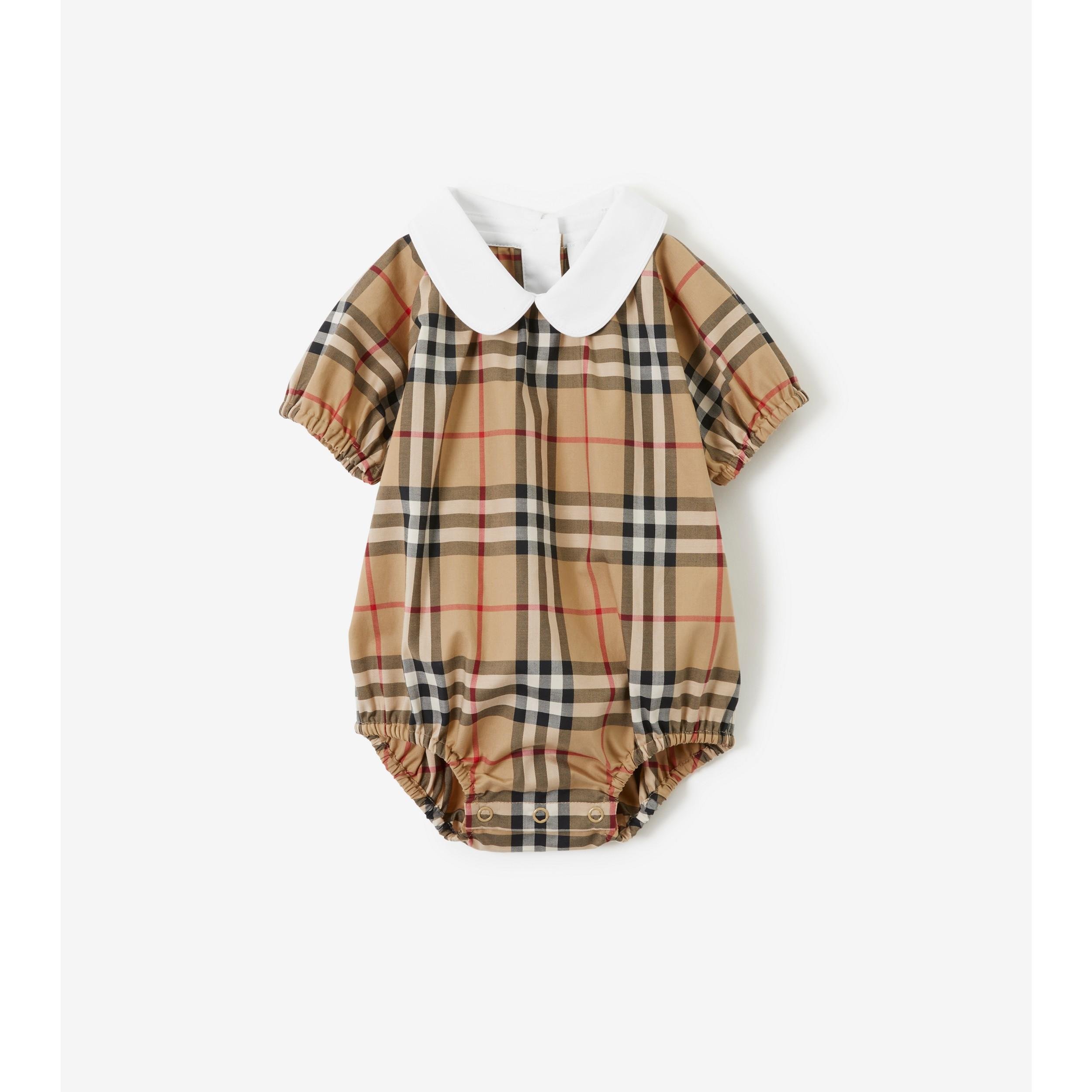 Check Stretch Cotton Bodysuit by BURBERRY