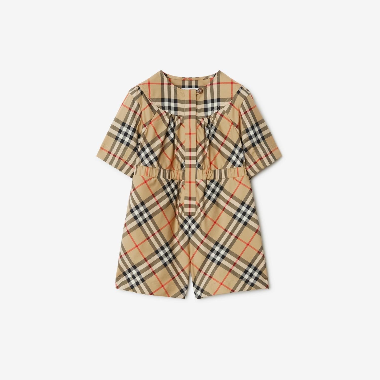 Check Stretch Cotton Playsuit by BURBERRY
