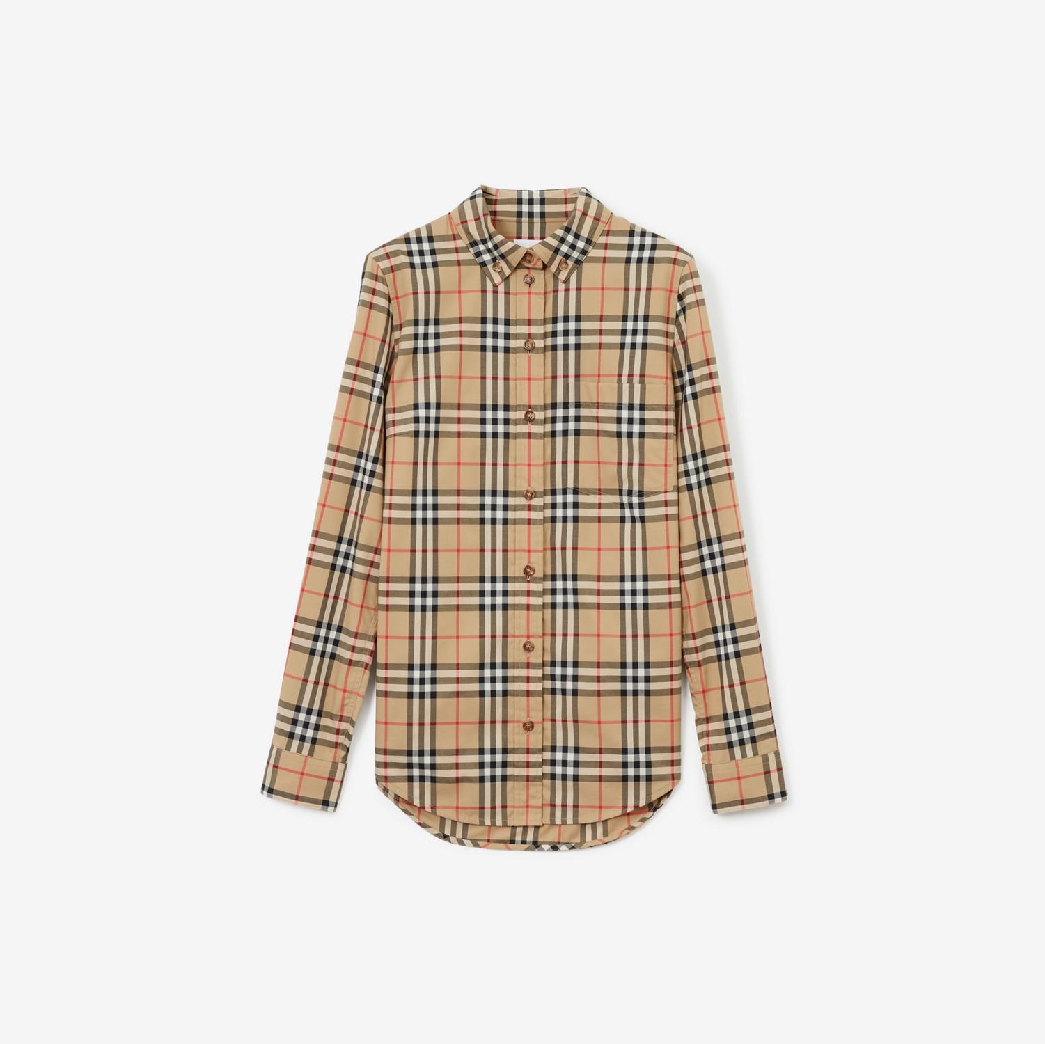 Check Stretch Cotton Shirt by BURBERRY