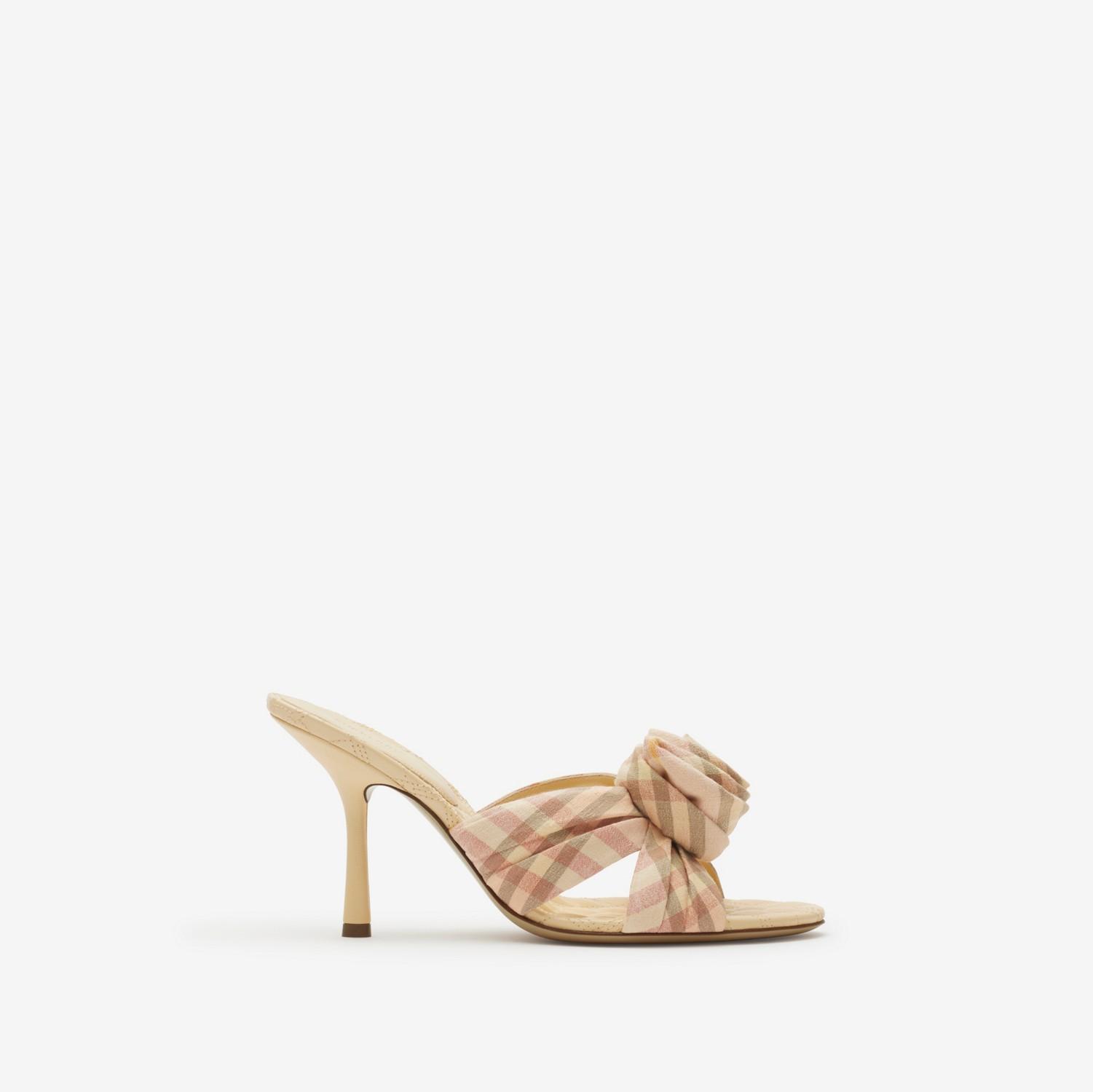 Check Stretch Linen Mews Rose Mules​ by BURBERRY