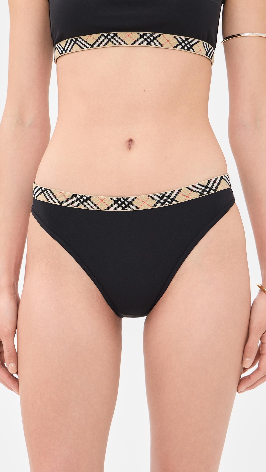 Check Trim Bikini Bottoms by BURBERRY