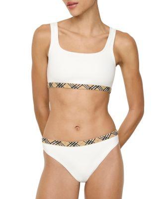 Check Trim Bikini Top by BURBERRY