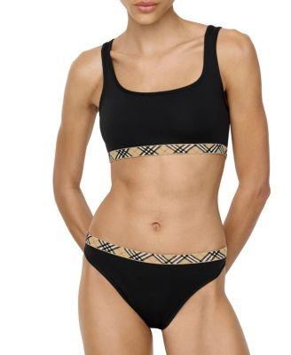 Check Trim Bikini Top by BURBERRY