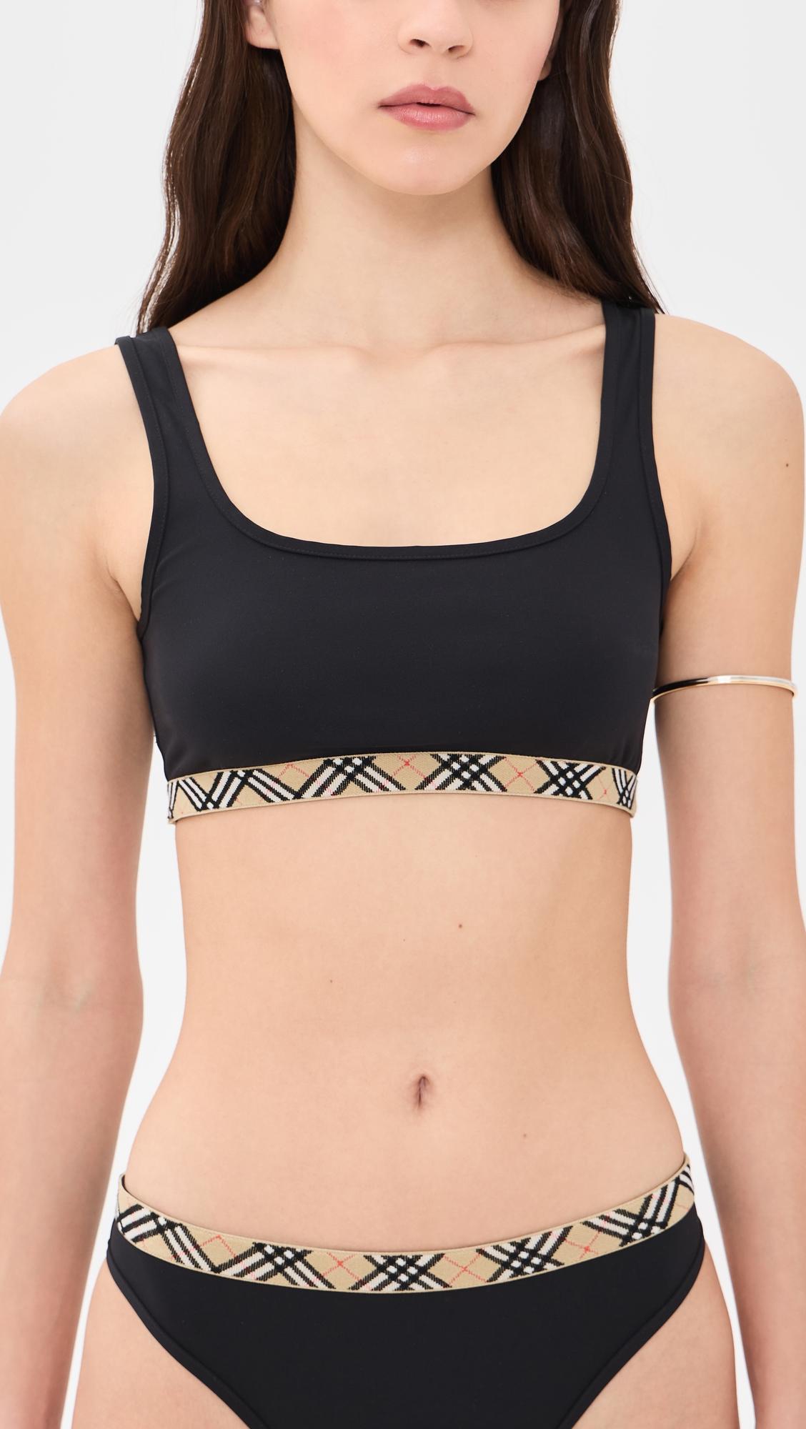 Check Trim Bikini Top by BURBERRY