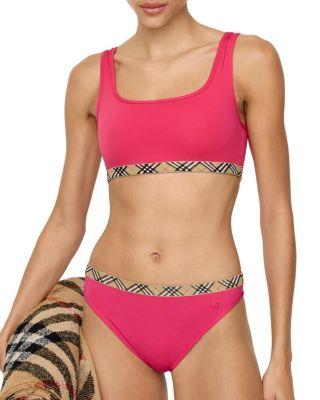 Check Trim Bikini Top by BURBERRY