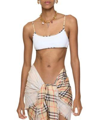 Check Trim Bikini Top by BURBERRY