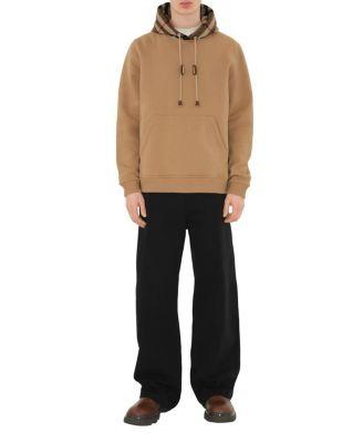 Check Trim Cotton Blend Hoodie by BURBERRY