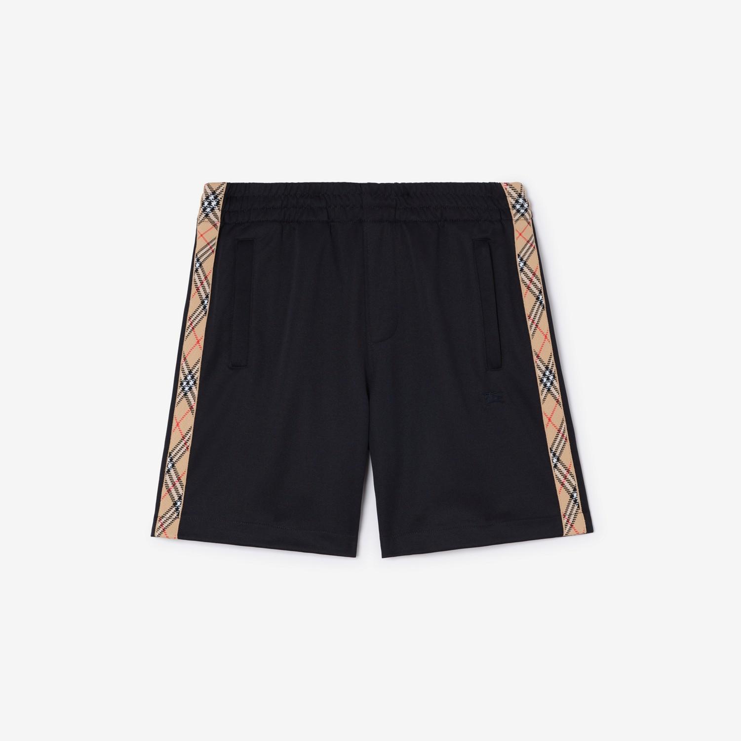 Check Trim Cotton Blend Shorts by BURBERRY