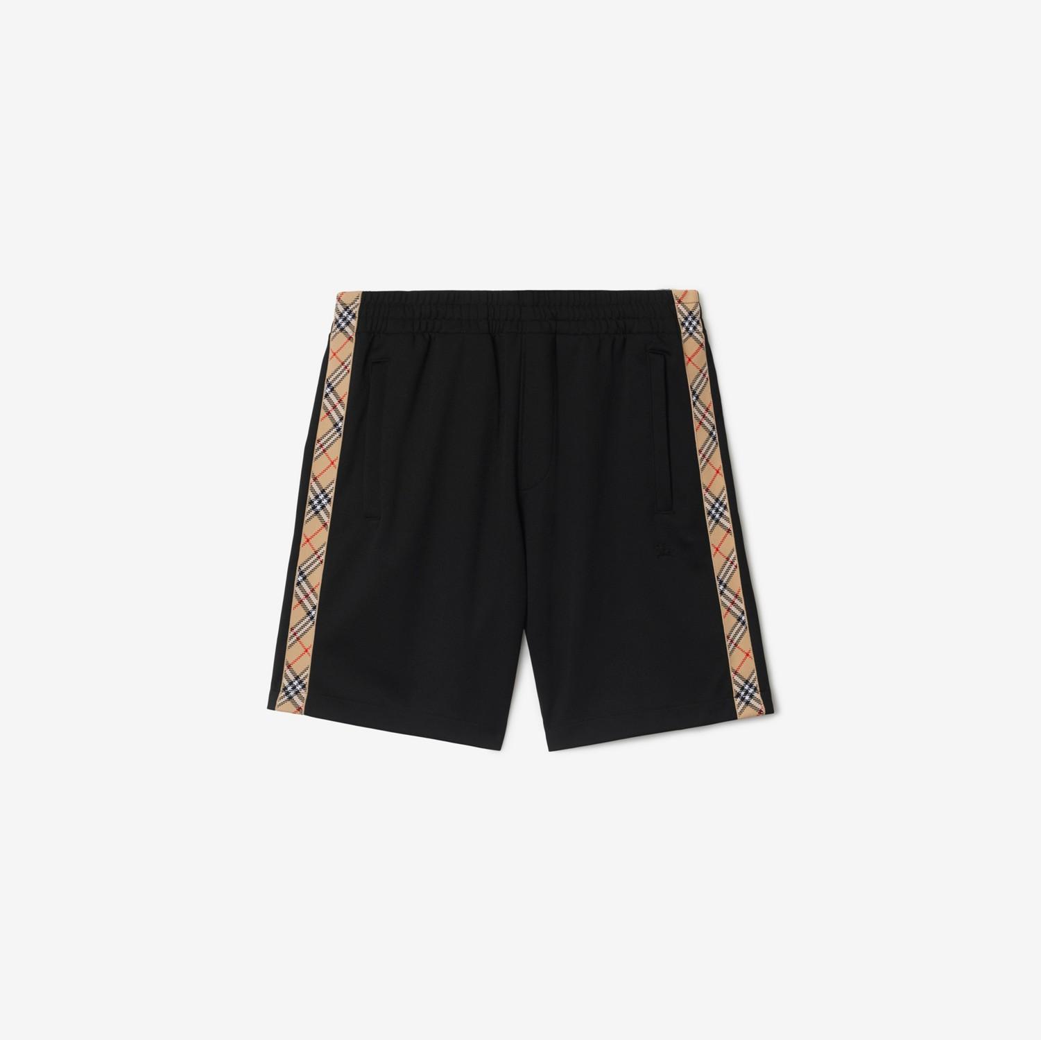 Check Trim Cotton Blend Shorts by BURBERRY