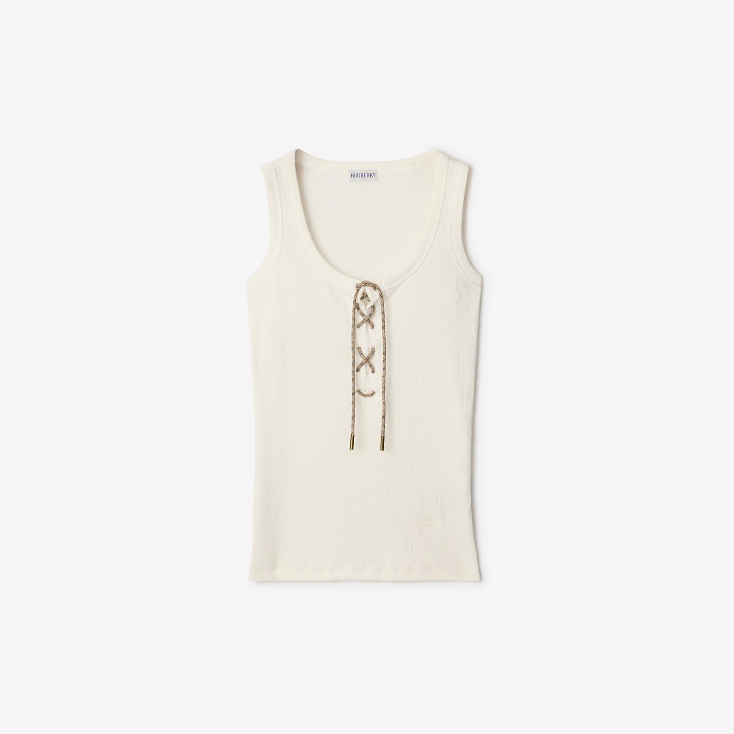 Check Trim Cotton Blend Tank Top by BURBERRY
