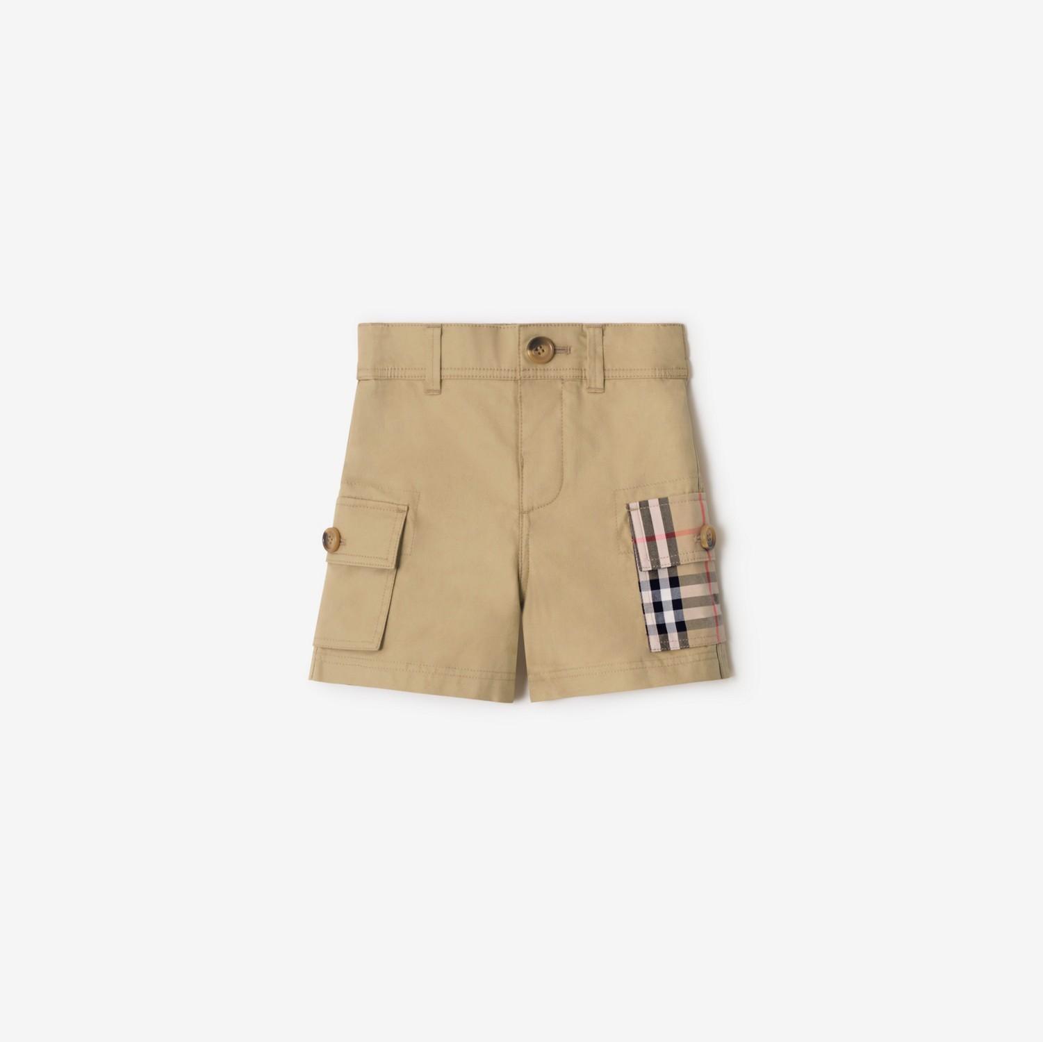 Check Trim Cotton Cargo Shorts by BURBERRY