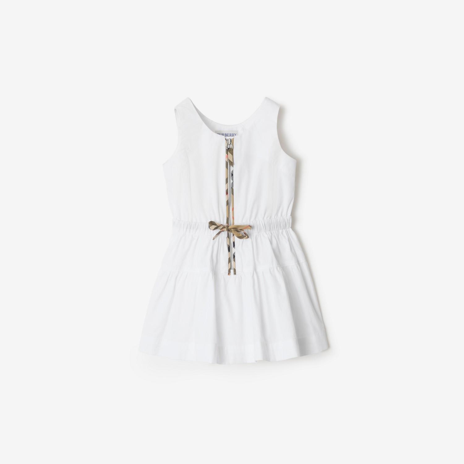 Check Trim Cotton Dress by BURBERRY