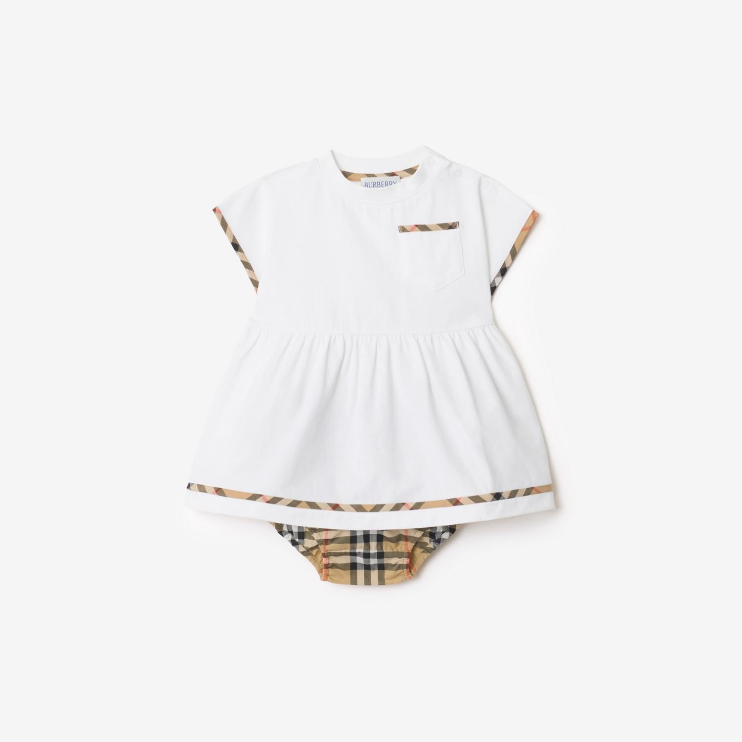 Check Trim Cotton Dress with Bloomers by BURBERRY