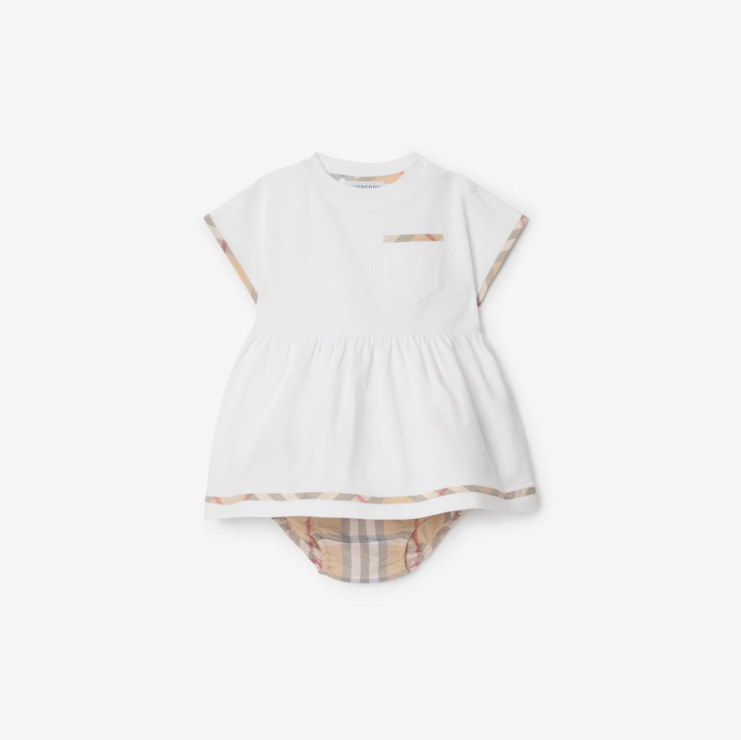 Check Trim Cotton Dress with Bloomers by BURBERRY