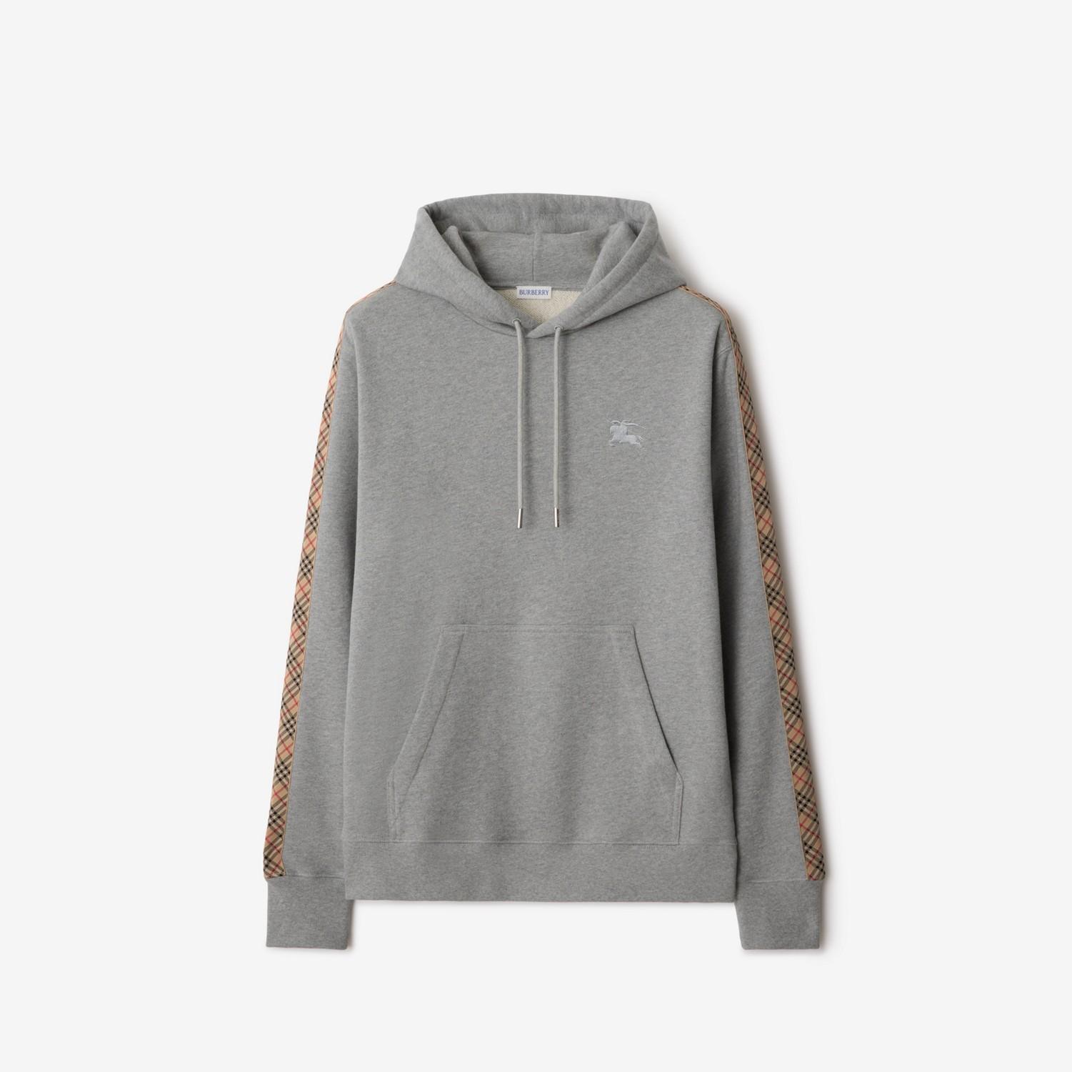 Check Trim Cotton Hoodie by BURBERRY