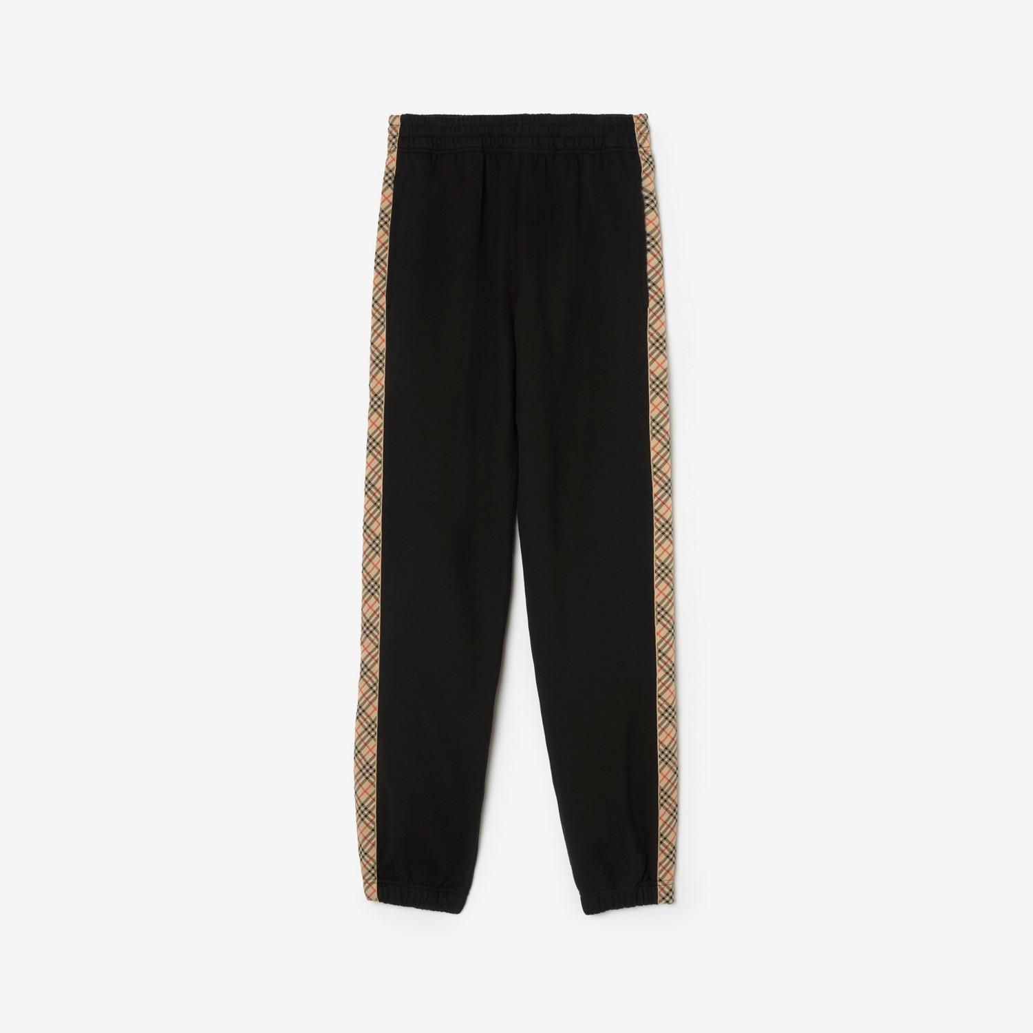 Check Trim Cotton Jogging Pants by BURBERRY
