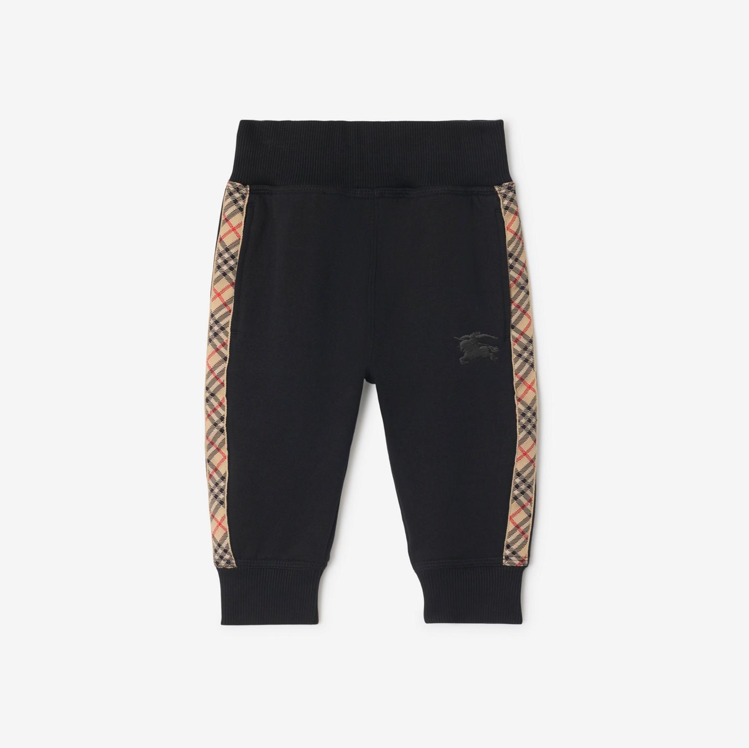 Check Trim Cotton Jogging Pants by BURBERRY