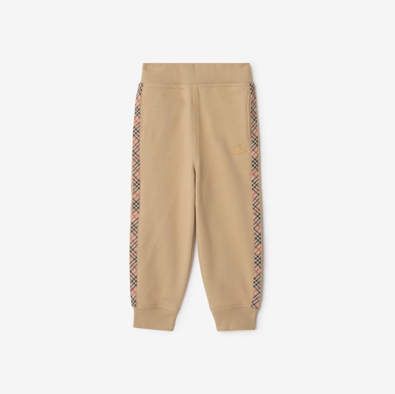 Check Trim Cotton Jogging Pants by BURBERRY