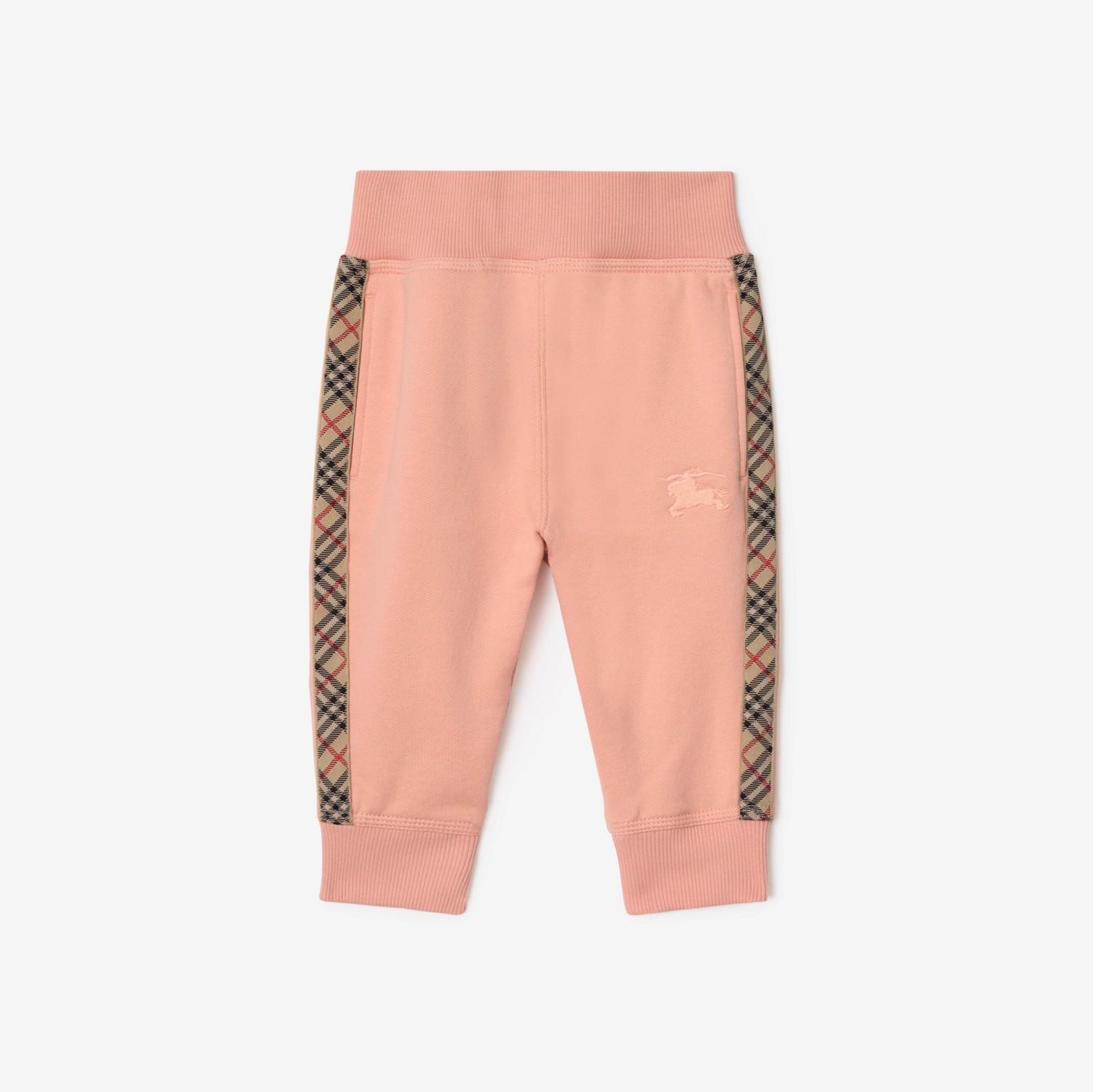 Check Trim Cotton Jogging Pants by BURBERRY