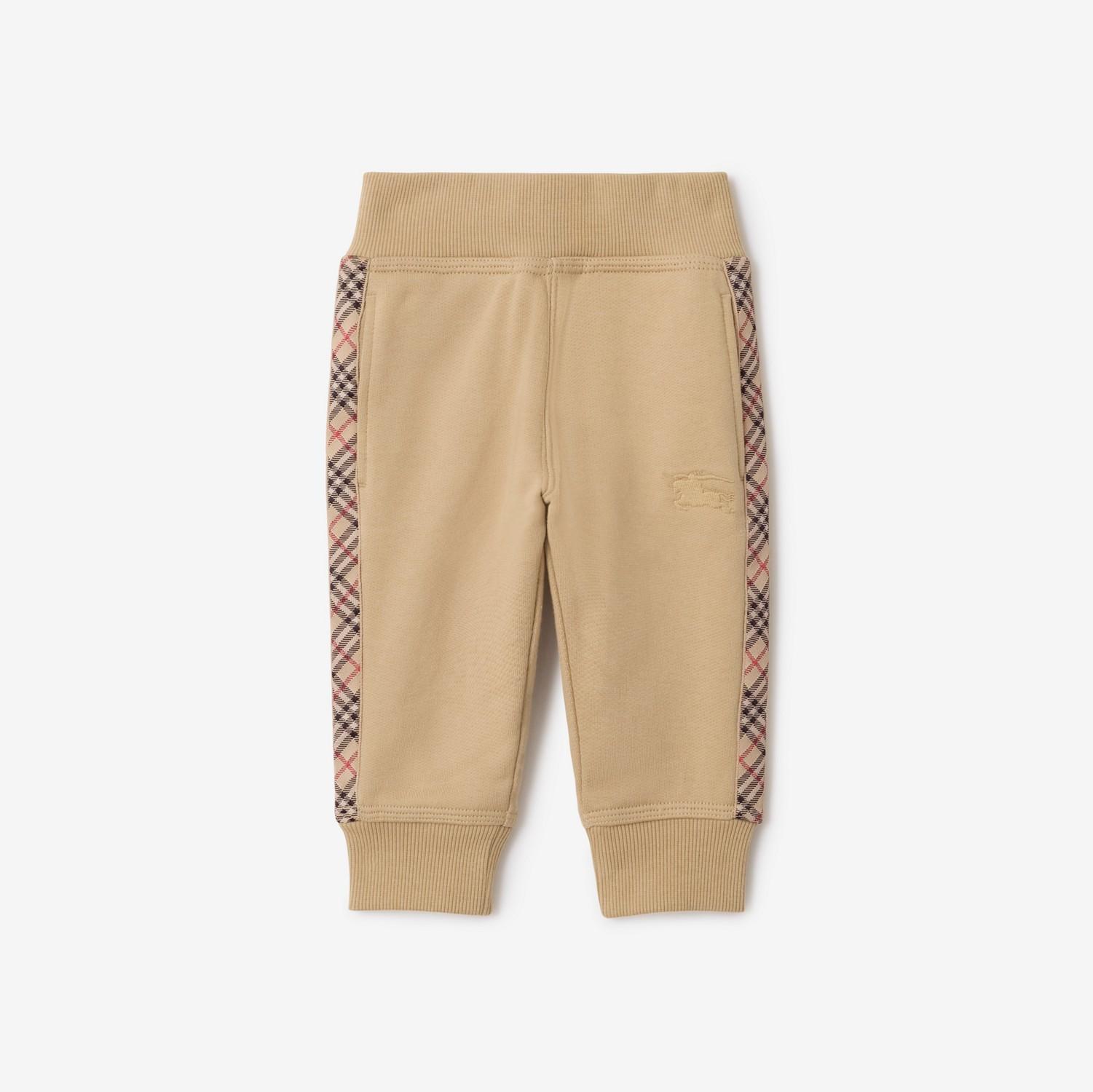Check Trim Cotton Jogging Pants by BURBERRY