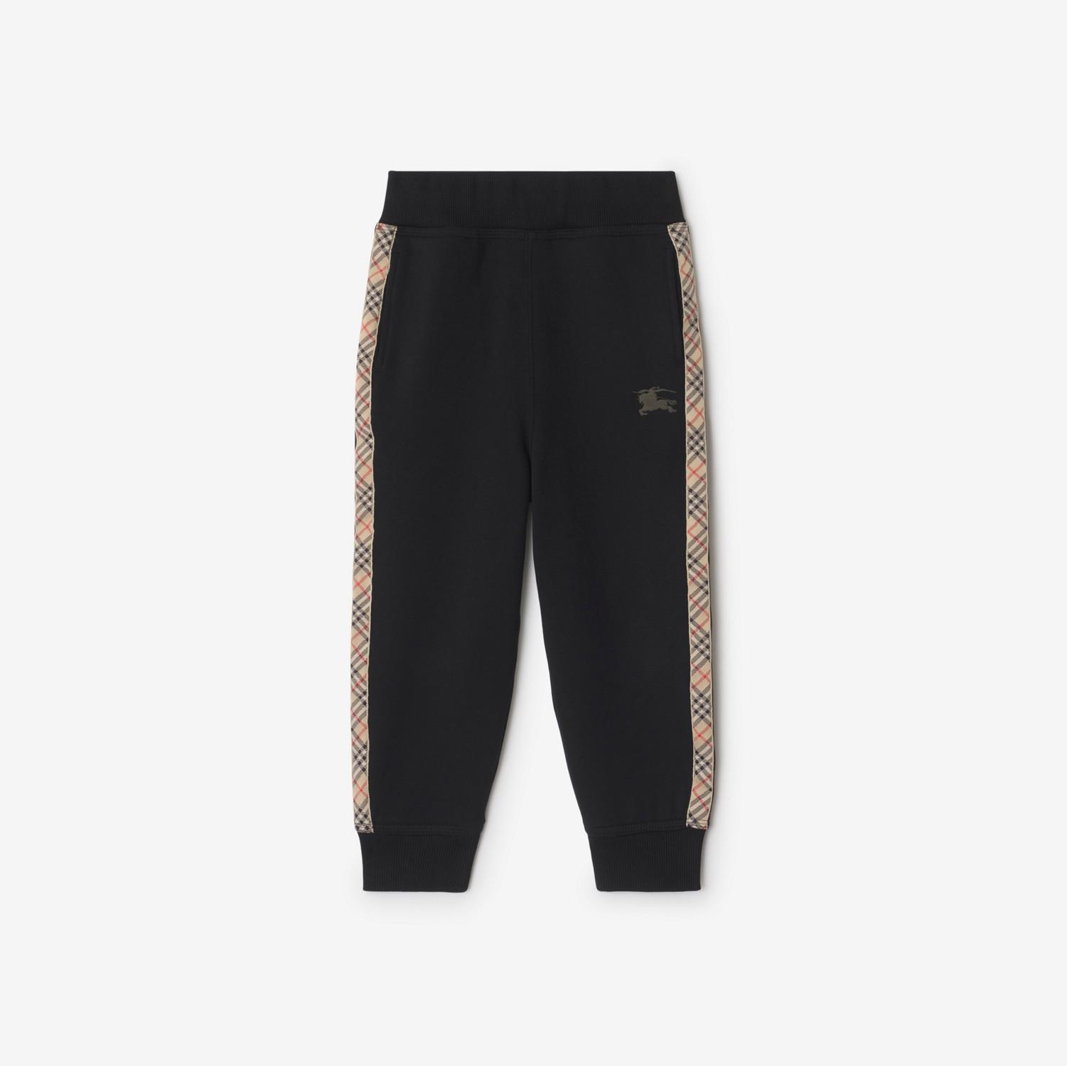 Check Trim Cotton Jogging Pants by BURBERRY
