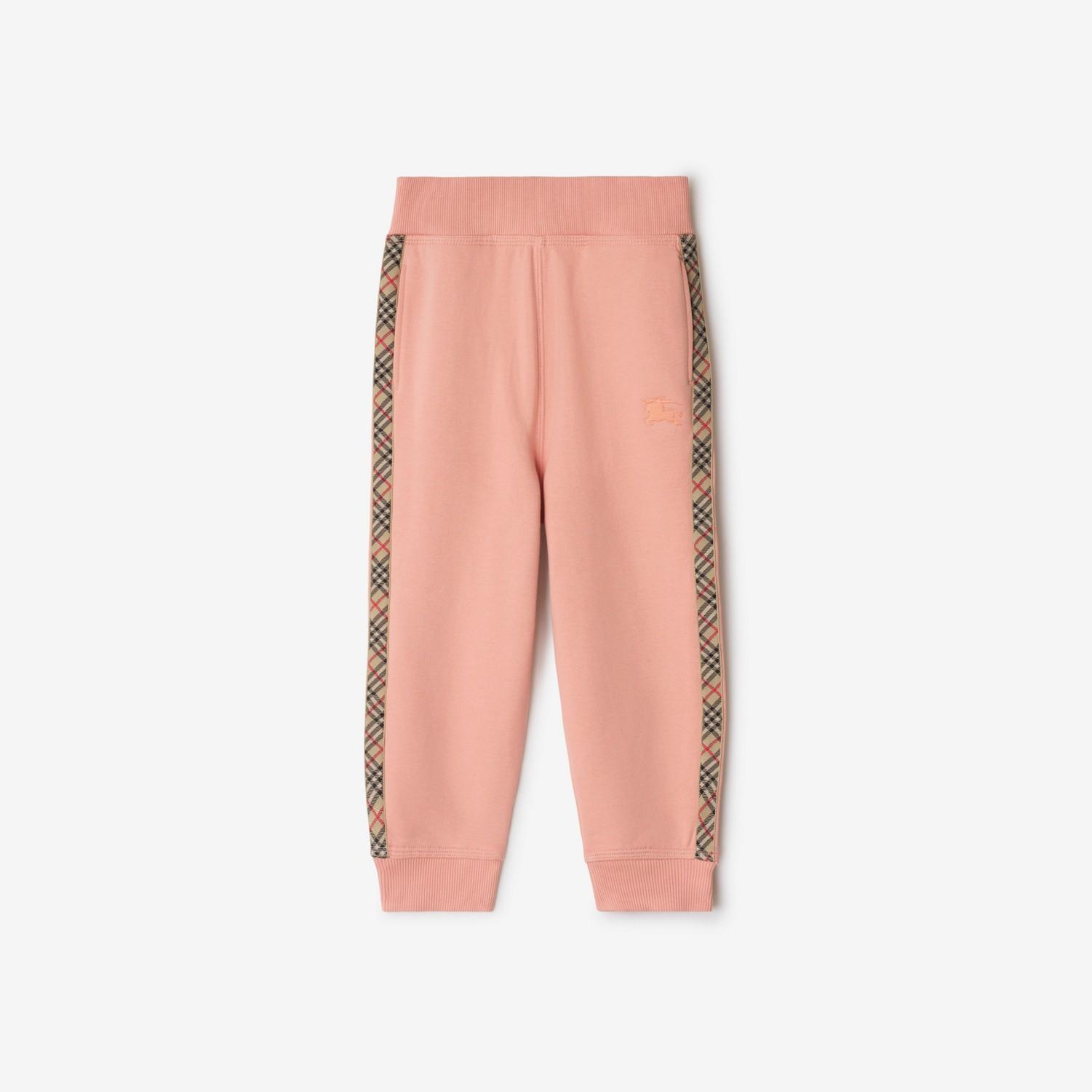 Check Trim Cotton Jogging Pants by BURBERRY
