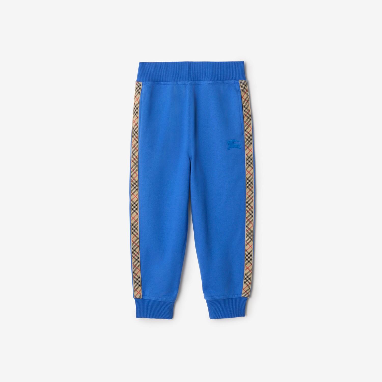 Check Trim Cotton Jogging Pants by BURBERRY