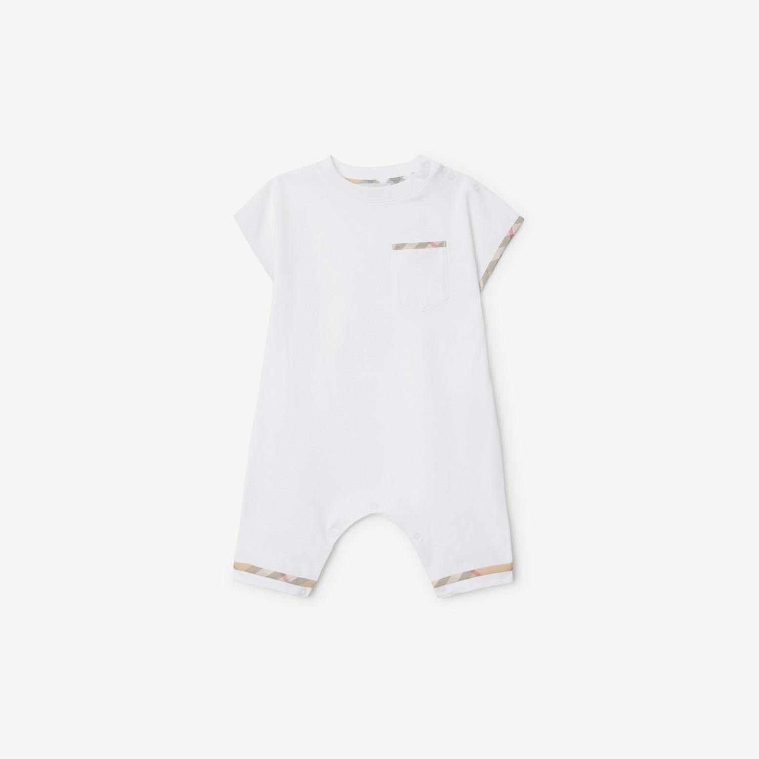 Check Trim Cotton Playsuit by BURBERRY