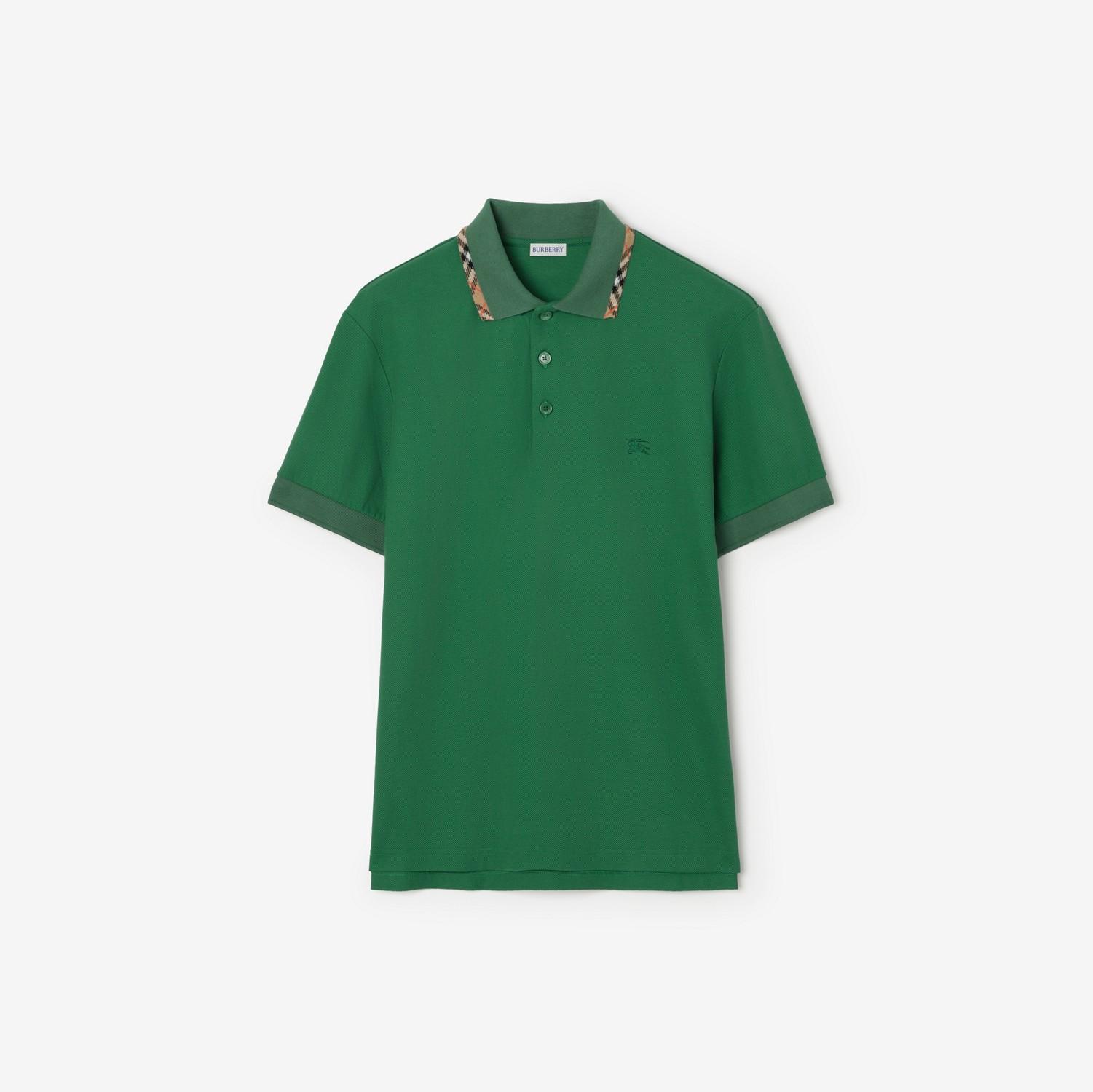 Check Trim Cotton Polo Shirt by BURBERRY