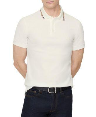 Check Trim Cotton Polo Shirt by BURBERRY