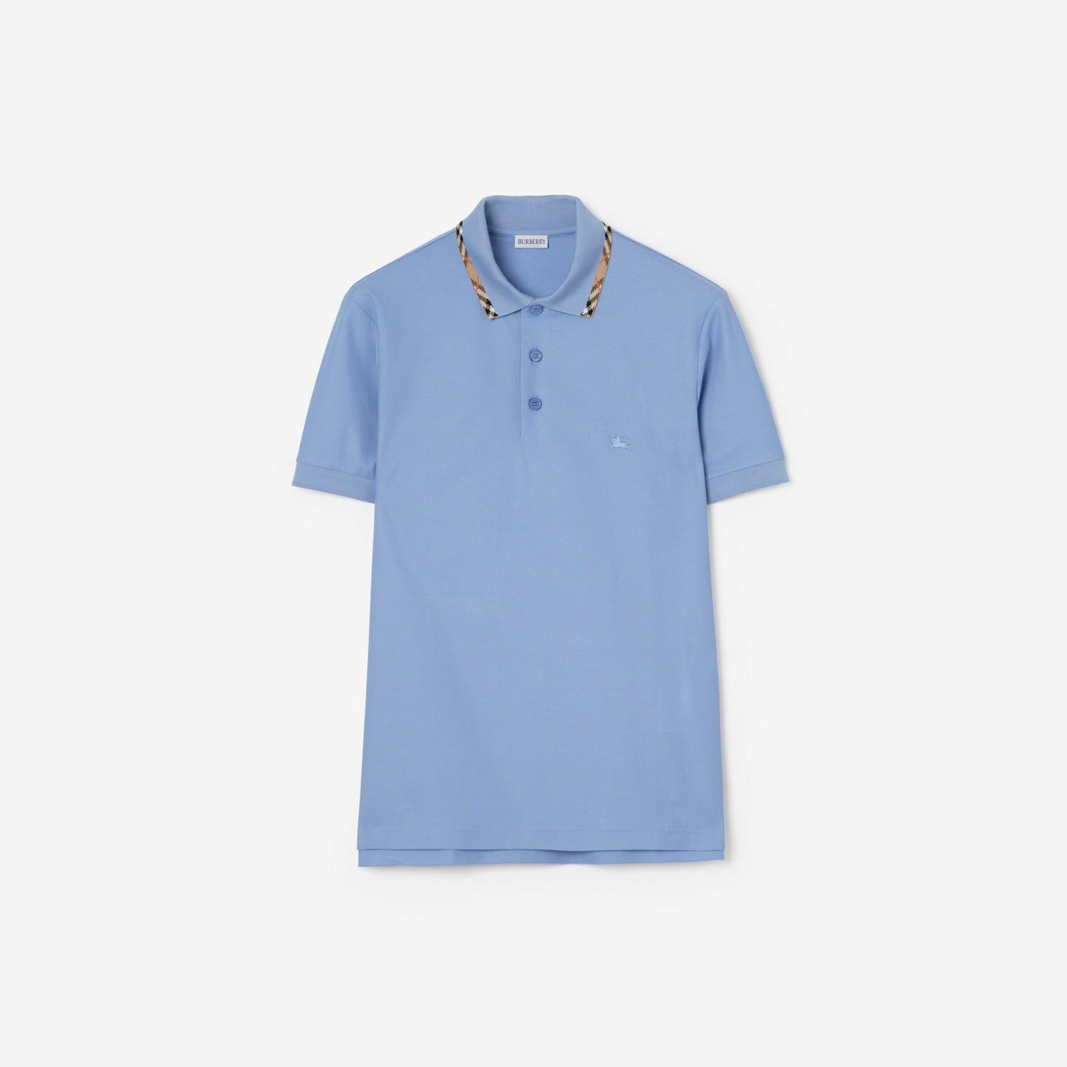 Check Trim Cotton Polo Shirt by BURBERRY